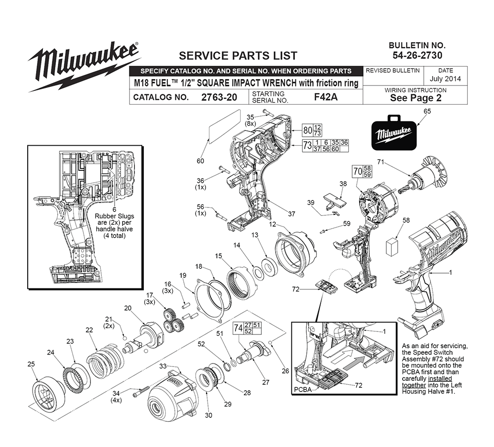 Fig-0 Diagram and Parts List for 2763-22 F42A Milwaukee Impact Driver