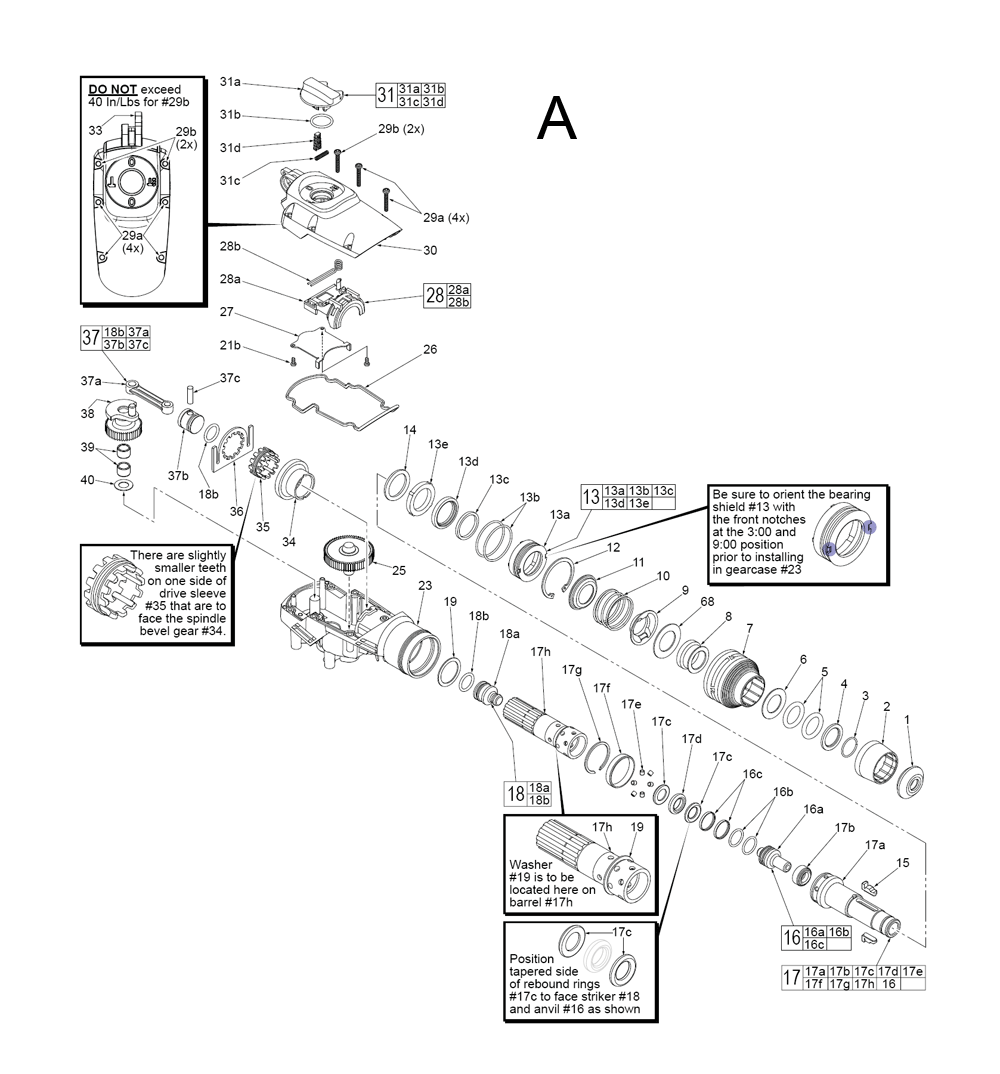 Fig-1 Diagram and Parts List for 5317-59 C85A Milwaukee Hammer Drill