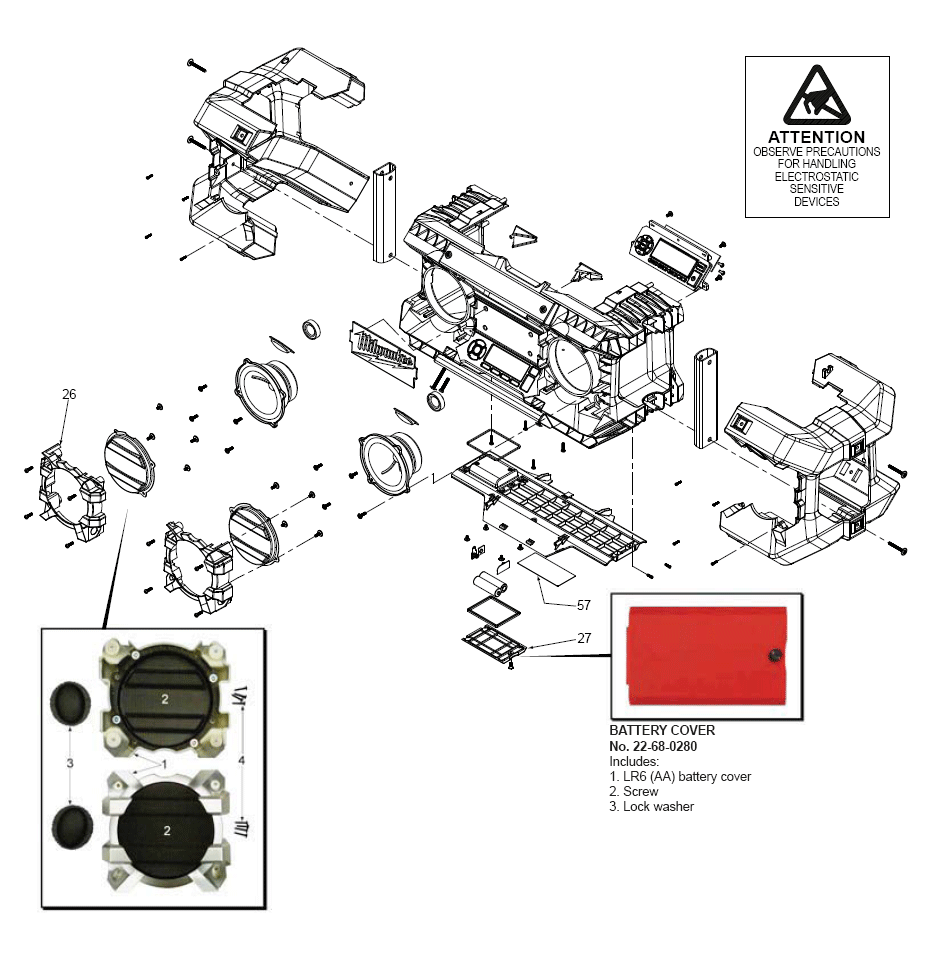 Fig-0 Diagram and Parts List for 2790-20  Milwaukee Radio