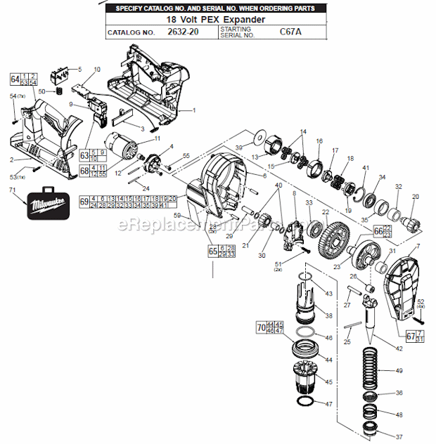 Page A Diagram and Parts List for 2632-20 C67A Milwaukee Miscellaneous