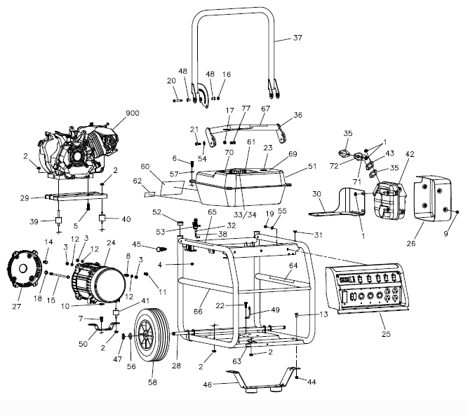 Fig-0 Diagram and Parts List for 4943-24  Milwaukee Generator