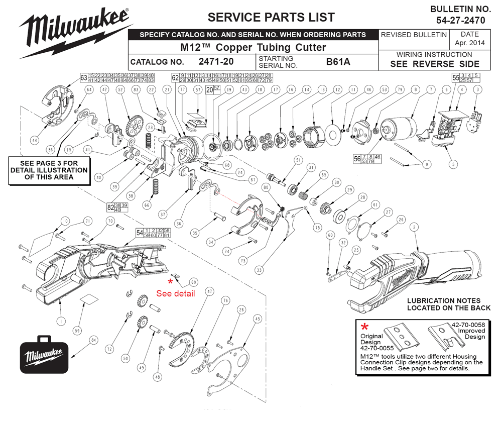 Fig-0 Diagram and Parts List for 2471-21 B61A Milwaukee Nibbler & Shears