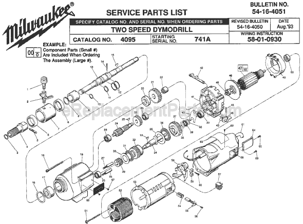 Page A Diagram and Parts List for 4095 SER 741A Milwaukee Electric Drill
