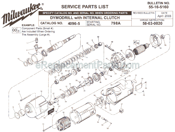 Page A Diagram and Parts List for 4096-5 SER 798A Milwaukee Electric Drill