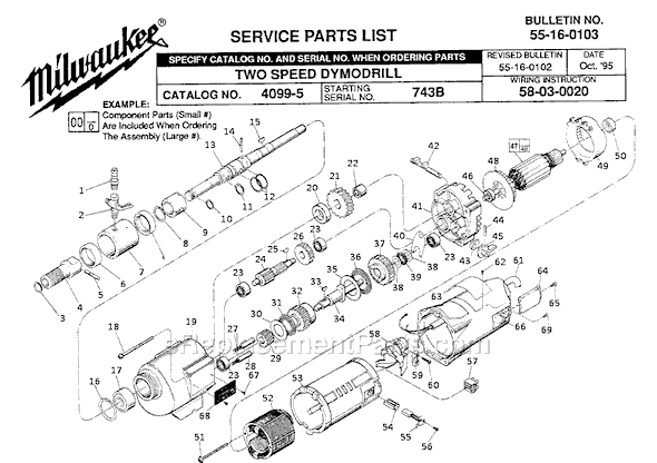 Page A Diagram and Parts List for 4099-5 SER 743B Milwaukee Electric Drill