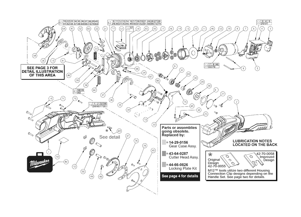 M12 Copper Tubing Cutter Page 1 Diagram and Parts List for 2741-059 D30A Milwaukee Pipe Tools