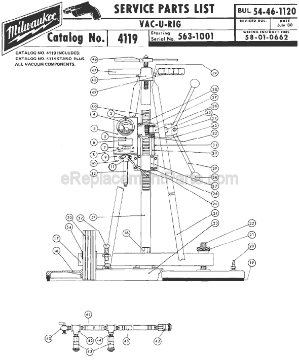 Page A Diagram and Parts List for 4119 SER 563-1001 Milwaukee Electric Drill
