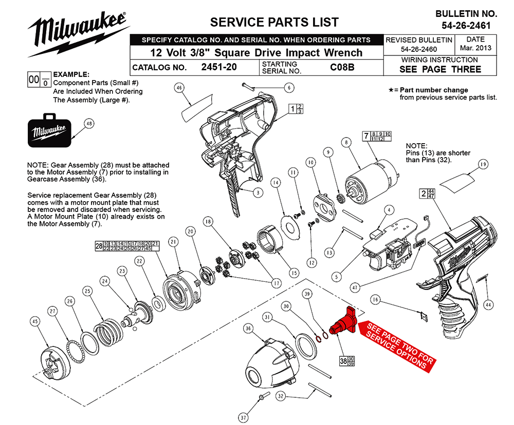Fig-0 Diagram and Parts List for 2451-22 C08B Milwaukee Impact Driver