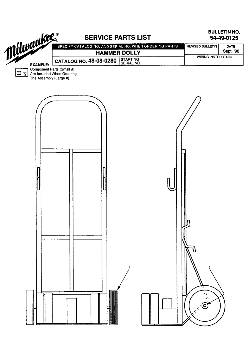 Fig-0 Diagram and Parts List for 48-08-0280  Milwaukee Tool Stand & Cart