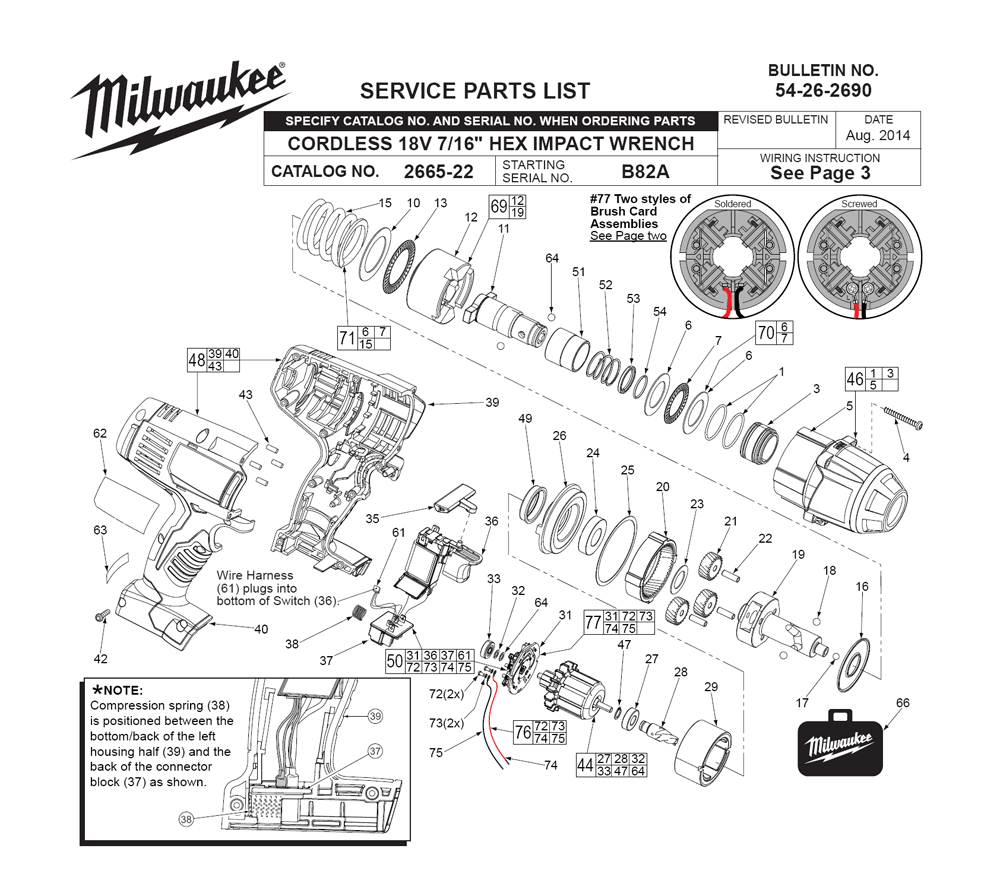 Fig-0 Diagram and Parts List for 2665-22 B82A Milwaukee Impact Driver