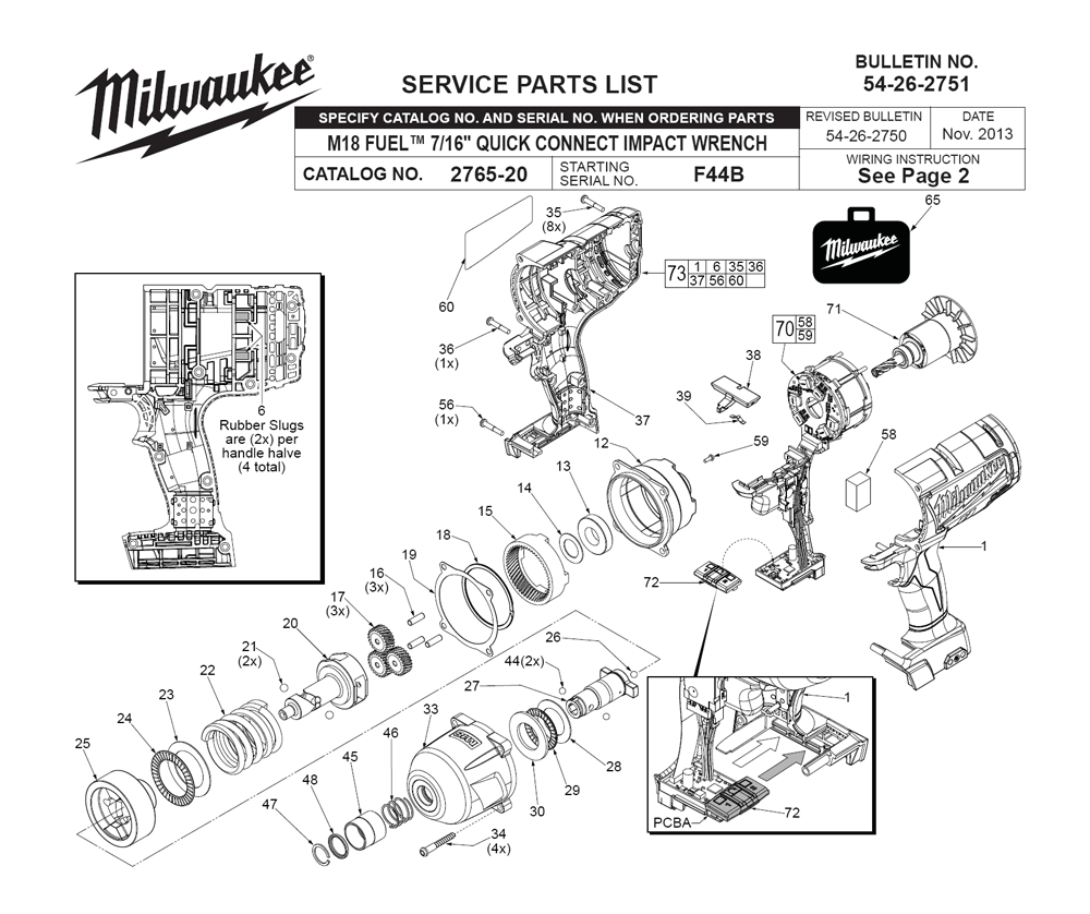 Fig-0 Diagram and Parts List for 2765-20 F44B Milwaukee Impact Driver