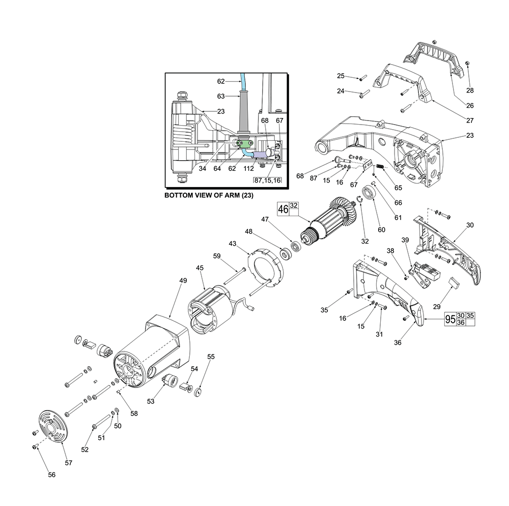 Fig-1 Diagram and Parts List for 6177-59 C78A Milwaukee Miter Saw