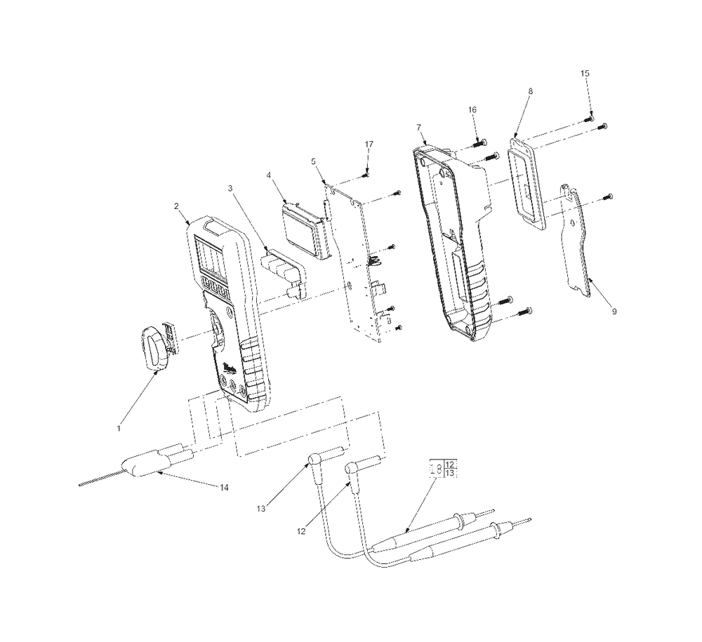 True-Rms Multimeter Diagram and Parts List for 2217-20NST B83B Milwaukee Worklight & Flashlight