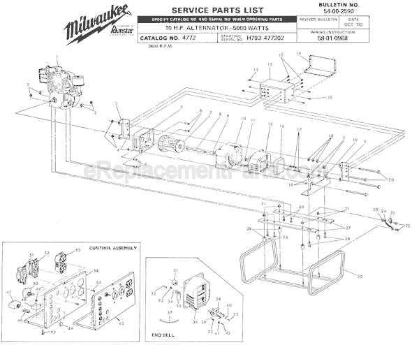Page A Diagram and Parts List for 4772 SER H793 02 Milwaukee Generator