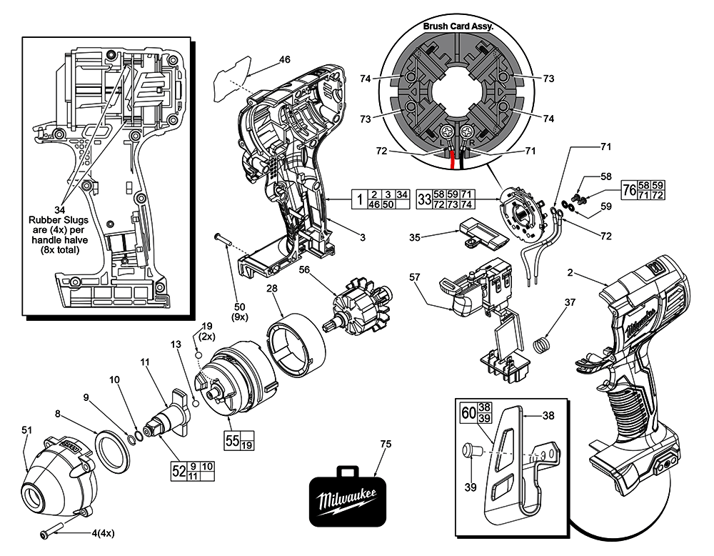 Fig-0 Diagram and Parts List for 2658-059 F72A Milwaukee Impact Driver