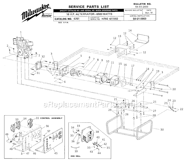 Page A Diagram and Parts List for 4781 SER H793-477202 Milwaukee Generator