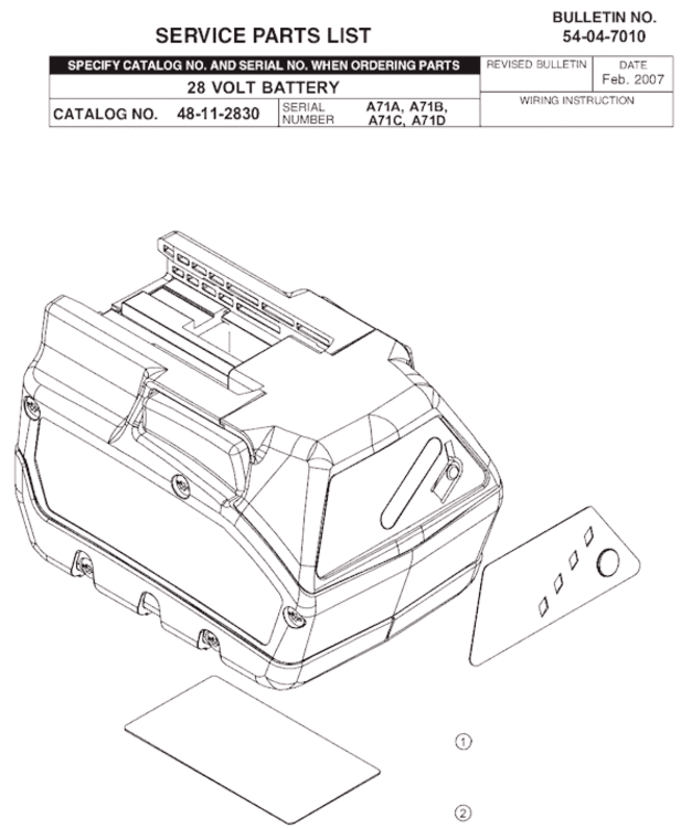 Page A Diagram and Parts List for 48-11-2830 SER A71B Milwaukee Charger
