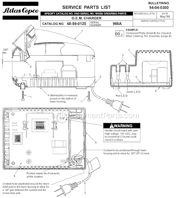 Page A Diagram and Parts List for 48-59-0125 SER 966A Milwaukee Charger