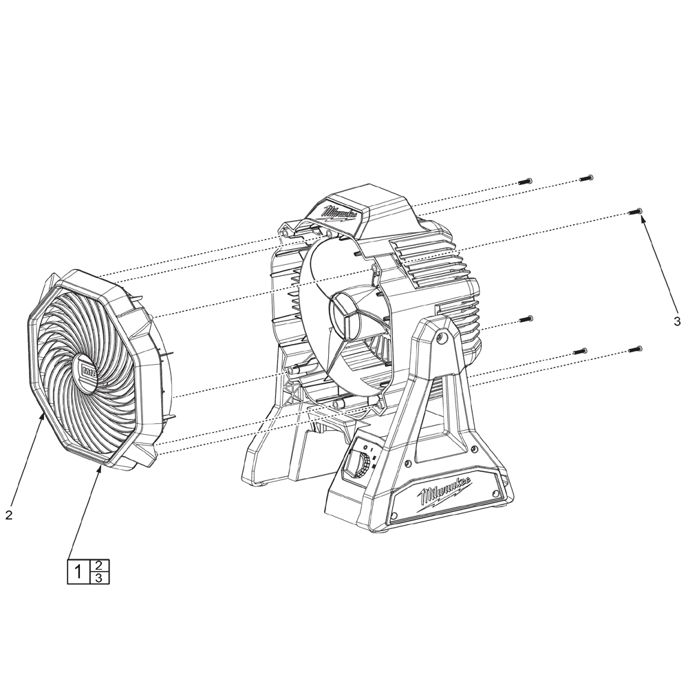 Fig-0 Diagram and Parts List for 0886-22 G47A Milwaukee Worklight & Flashlight