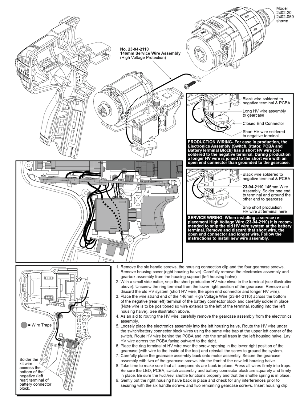 Fig-1 Diagram and Parts List for 2404-22 E28C Milwaukee Cordless Drill