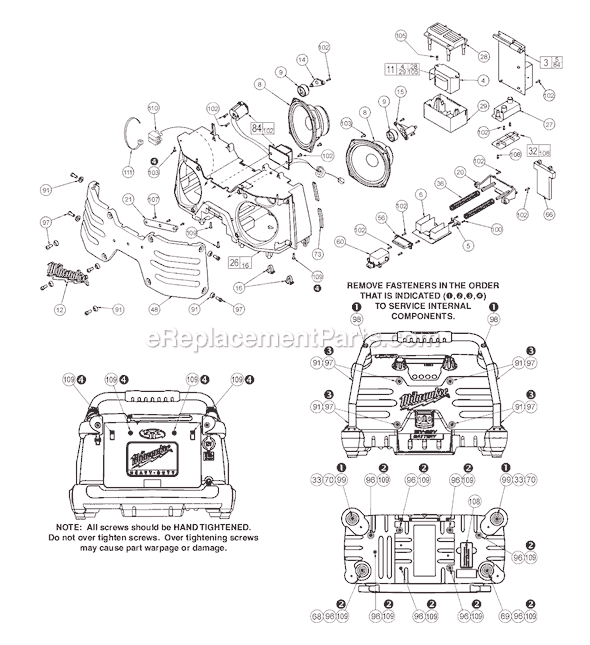 Page B Diagram and Parts List for 49-24-0280 SER A81B Milwaukee Radio