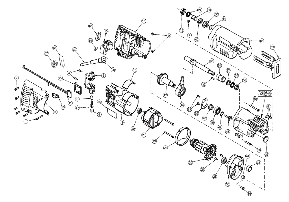 Fig-0 Diagram and Parts List for 6509-68 00010705 Milwaukee Saw