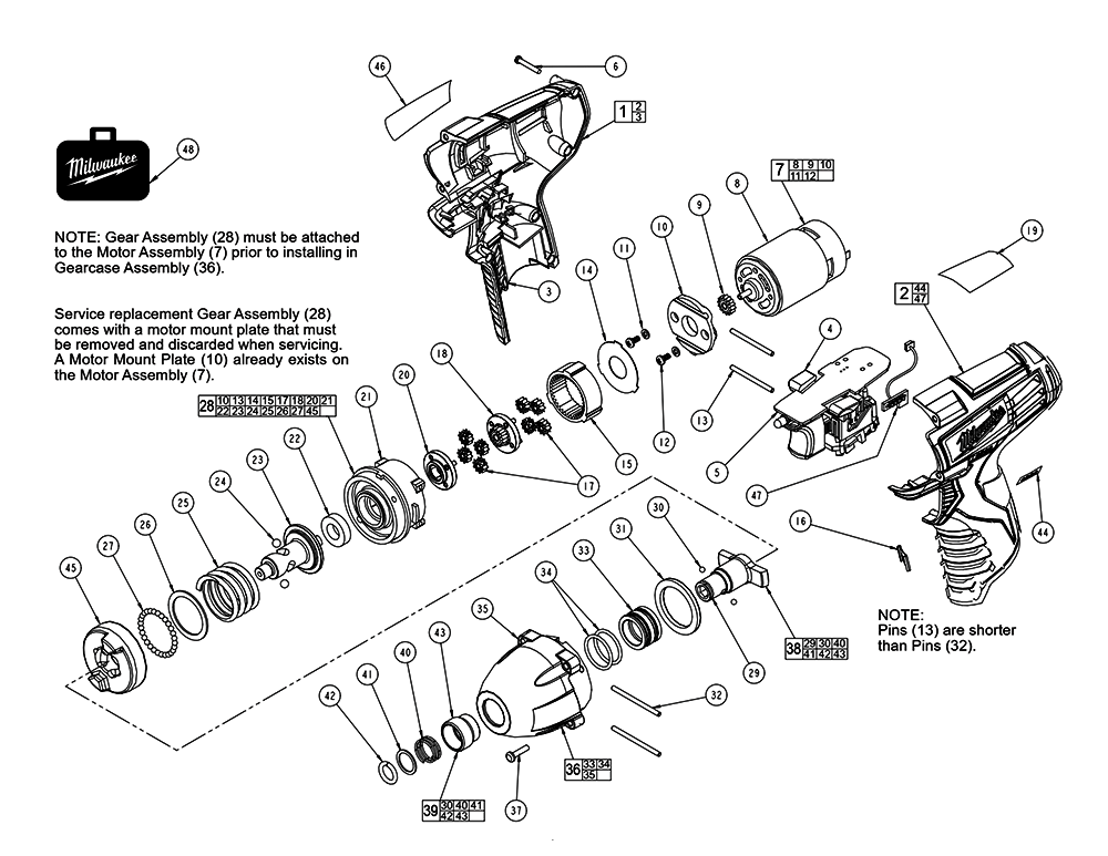 Fig-0 Diagram and Parts List for 2450-059 D27A Milwaukee Impact Driver
