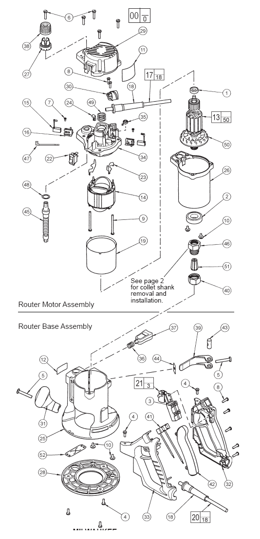 Fig-0 Diagram and Parts List for 5619-20  Milwaukee Router