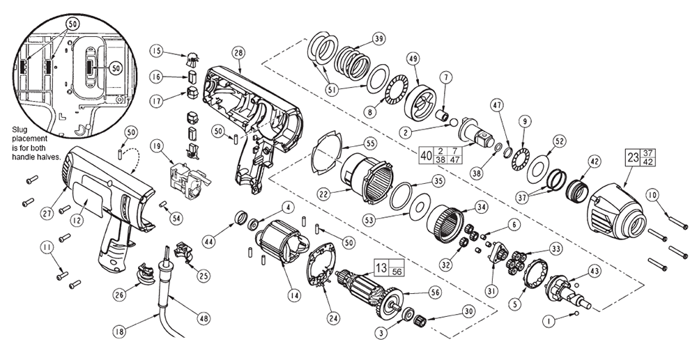 Fig-0 Diagram and Parts List for 9075-59A E97A Milwaukee Impact Driver
