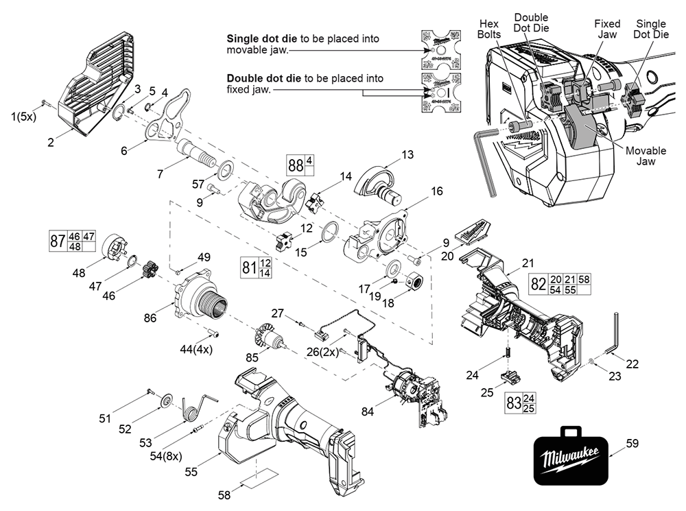 Fig-0 Diagram and Parts List for 2872-20 K38B Milwaukee Miscellaneous