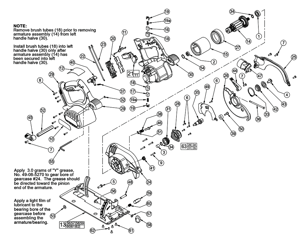 Fig-0 Diagram and Parts List for 0730-50 A57A Milwaukee Saw
