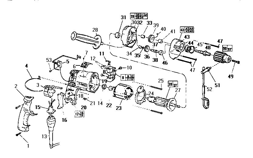 Unit Diagram and Parts List for 0234-1 TYPE I Milwaukee Electric Drill