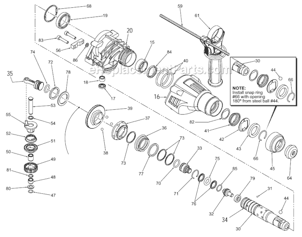 Page B Diagram and Parts List for 5263-20 SER C59A Milwaukee Demolition Hammer