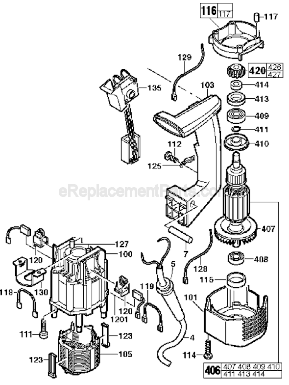 Page B Diagram and Parts List for 5303-20 SER 893B Milwaukee Demolition Hammer