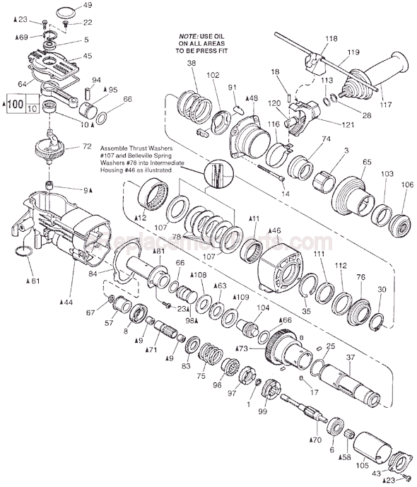 Page B Diagram and Parts List for 5313-20 SER 885B Milwaukee Demolition Hammer
