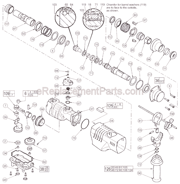 Page B Diagram and Parts List for 5315-21 SER 338A Milwaukee Demolition Hammer