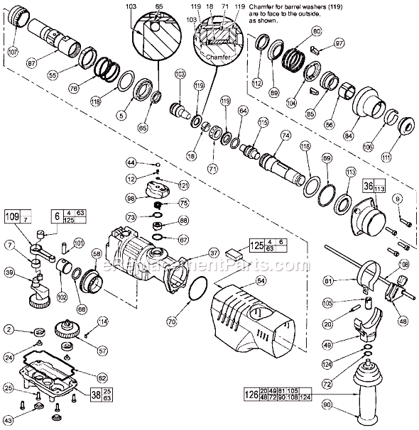 Page B Diagram and Parts List for 5315-21 SER 338B Milwaukee Demolition Hammer