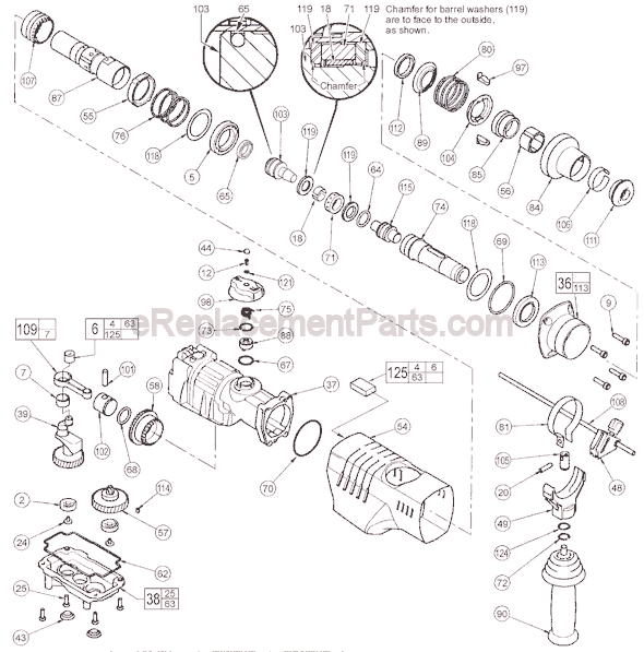 Page B Diagram and Parts List for 5315-51 SER 338B Milwaukee Demolition Hammer
