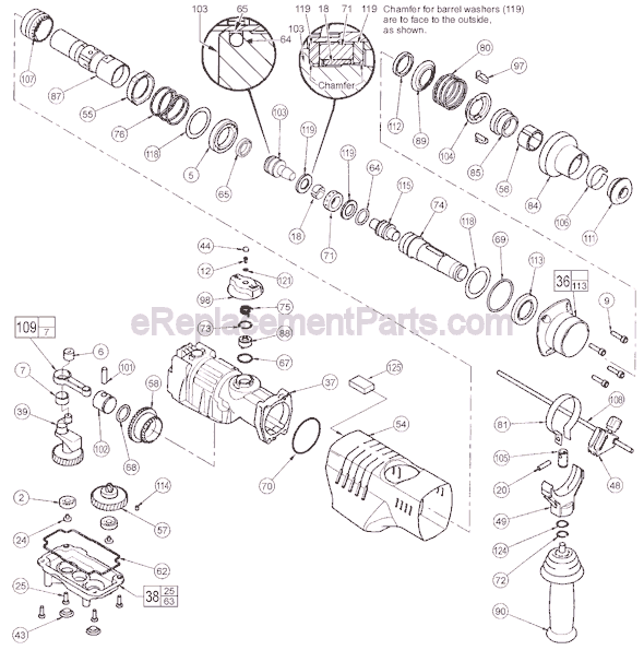 Page B Diagram and Parts List for 5315-51 SER 338C Milwaukee Demolition Hammer