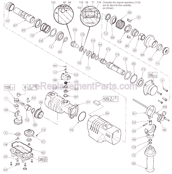Page B Diagram and Parts List for 5315-55 SER 891A Milwaukee Demolition Hammer