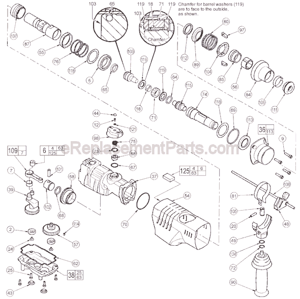 Page B Diagram and Parts List for 5315-55 SER 891B Milwaukee Demolition Hammer