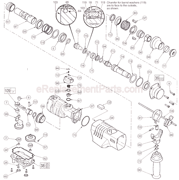 Page B Diagram and Parts List for 5315-55 SER 891C Milwaukee Demolition Hammer