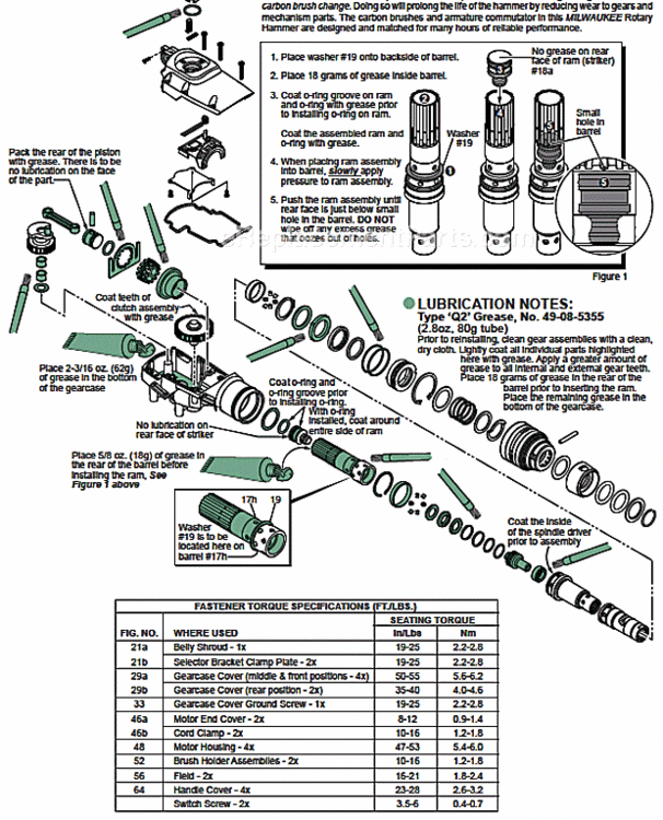 Page C Diagram and Parts List for 5316-20 C83A Milwaukee Hammer Drill