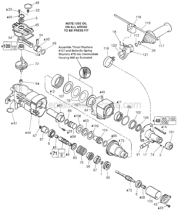Page B Diagram and Parts List for 5316-51 SER 845C Milwaukee Demolition Hammer
