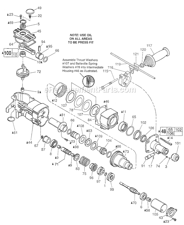 Page B Diagram and Parts List for 5316 SER 845B Milwaukee Demolition Hammer