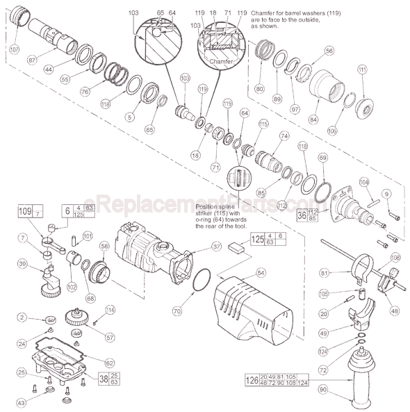 Page B Diagram and Parts List for 5319-21 SER 863A Milwaukee Demolition Hammer