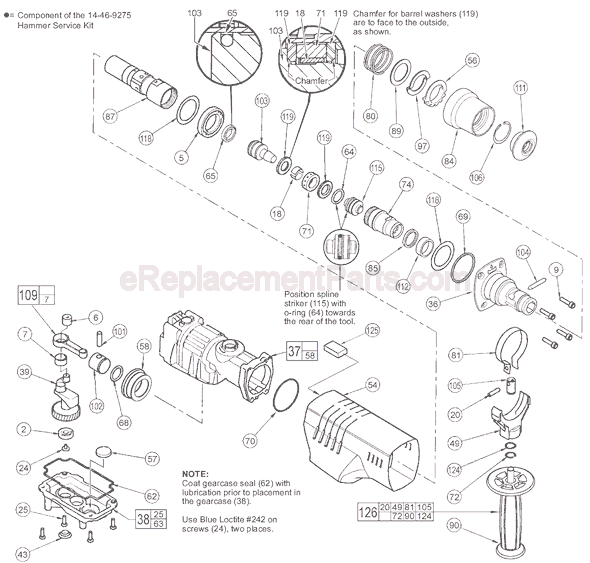 Page B Diagram and Parts List for 5327-21 SER A24A Milwaukee Demolition Hammer