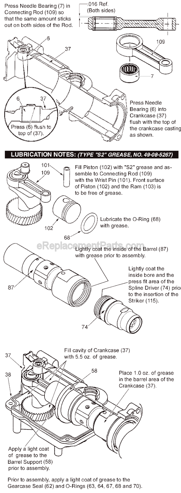 Page C Diagram and Parts List for 5327-21 SER A24A Milwaukee Demolition Hammer
