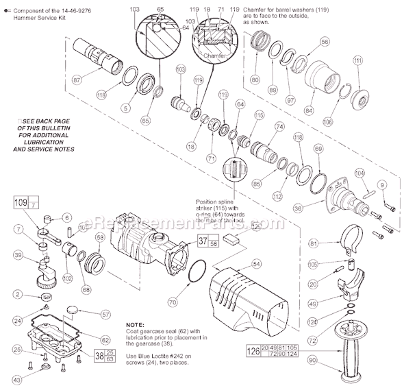 Page B Diagram and Parts List for 5327-21 SER A24B Milwaukee Demolition Hammer