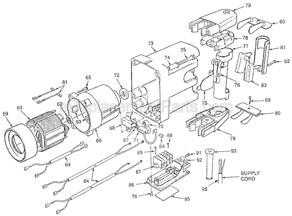 Page B Diagram and Parts List for 5335 SER 804-1001 Milwaukee Demolition Hammer
